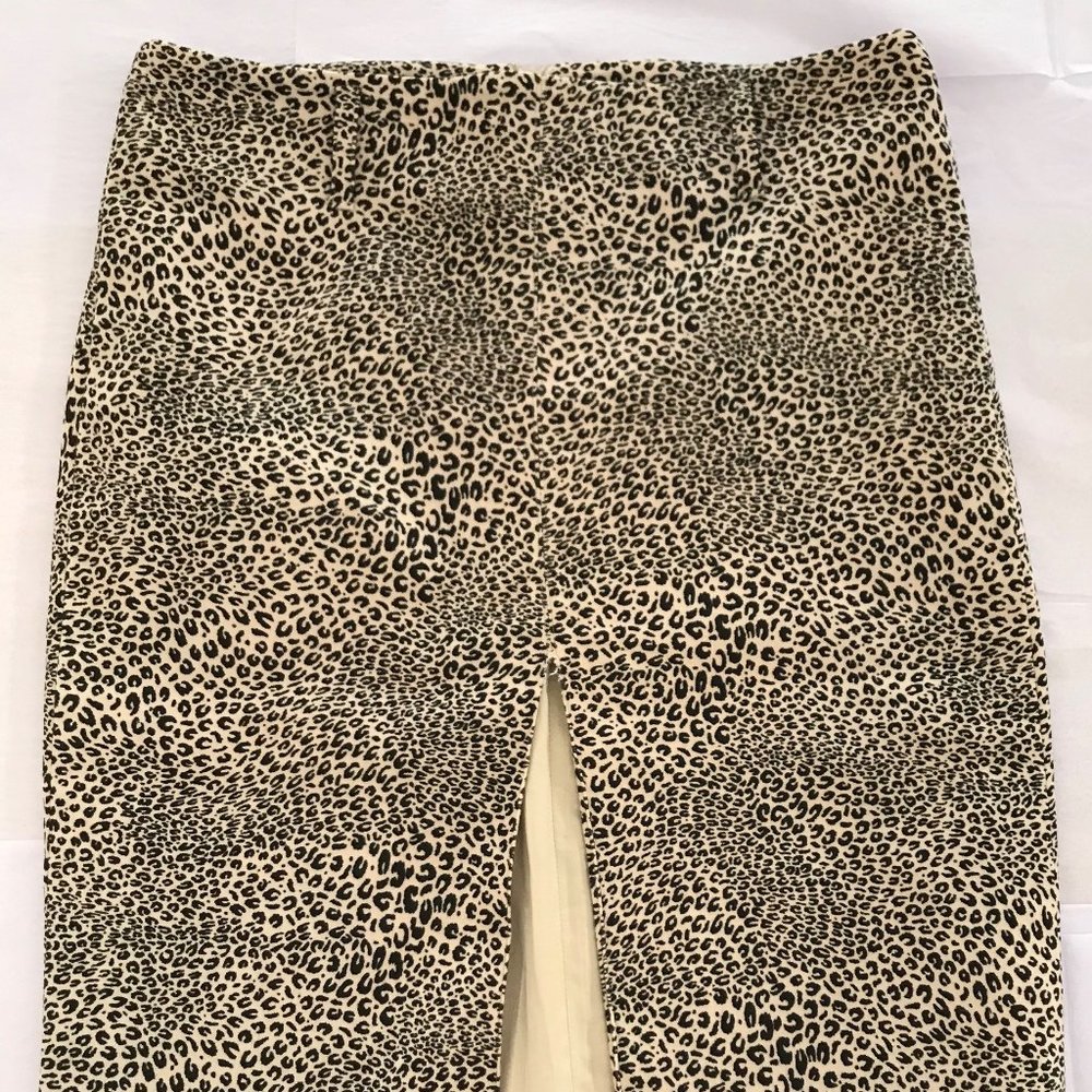 Made in Italy Leopard Print Velvet Pencil Skirt Front Slit, IT Size 42, US 6/8